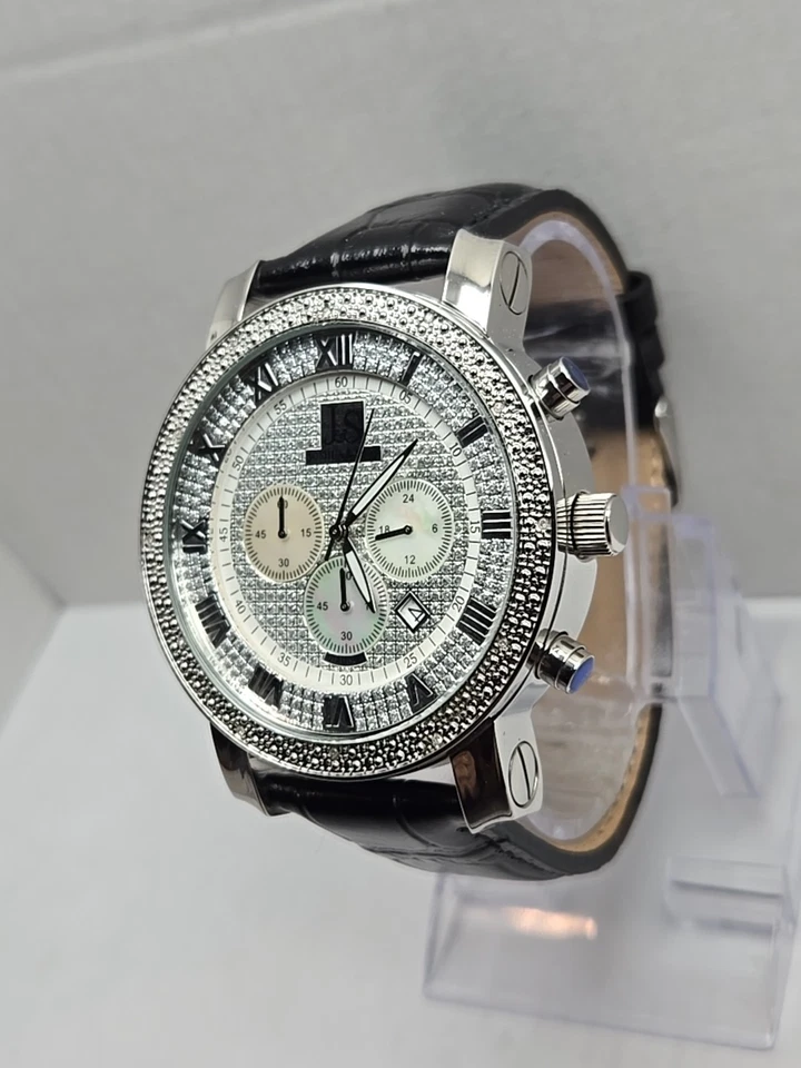 Joshua And Sons JS-28-01 Reloj Cronógrafo Cuarzo Bisel Diamante Fecha Batería Nueva Foto 2 de 4