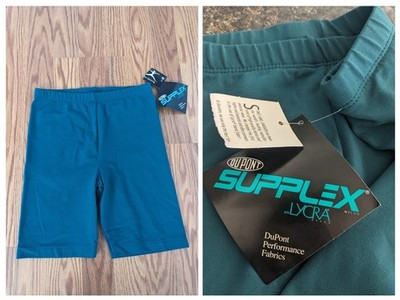 Vintage Danskin Supplex Lycra Green Bike Shorts dance biker USA womens M USA
