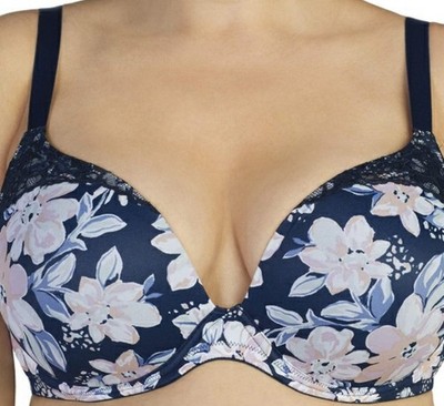 Secret Treasures Size: 38DD DreamFit Bra with Floral Pattern and Lace Trim.