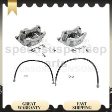 Front Brake Caliper Set Brake Hose 4pcs Fits Nissan Rogue 2.5L_