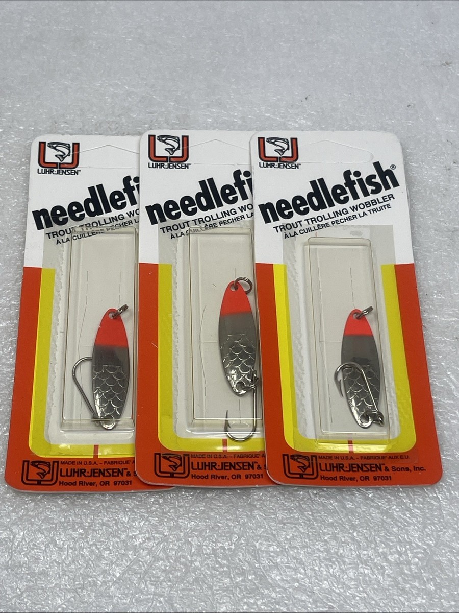 Lot Of 3 Luhr Jensen Size 1 Needlefish Wobbler Spoons Nickel/Red