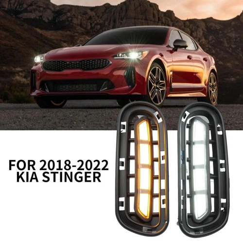For 2018-2022 Kia Stinger LED DRL Fog Lights Daytime Running Lamps Pair Tp; - Picture 1 of 5