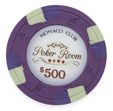 100 Monaco Club Poker Chips $500 Purple 13.5g Clay Composite Mix & Match