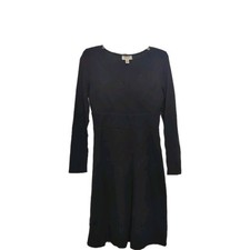 Talbot Black Dress Size 4 Long Sleeves Knee Length V Neck cd#5