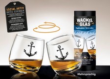 2tlg. Pinnchen Schnappsgläser Wackelglas ANKER H. 8,5cm in Geschenkbox Gilde