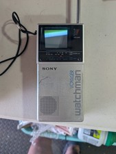 Vintage 1985 Sony Watchman FD-20a w/ case B&W Handheld TV VHF/UHF Works