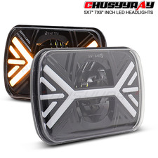 Pair 5X7 7x6inch LED headlights Hi-Lo Beam For International IHC 9200 9900 9400i