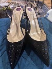 Nine West Pumps With Texture Print Patent Leather 8 1/2 Black