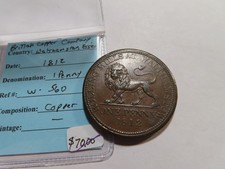 V44 Great Britain Walthamstow 1812 British Copper Co. 1 Penny Token WITHERS-560