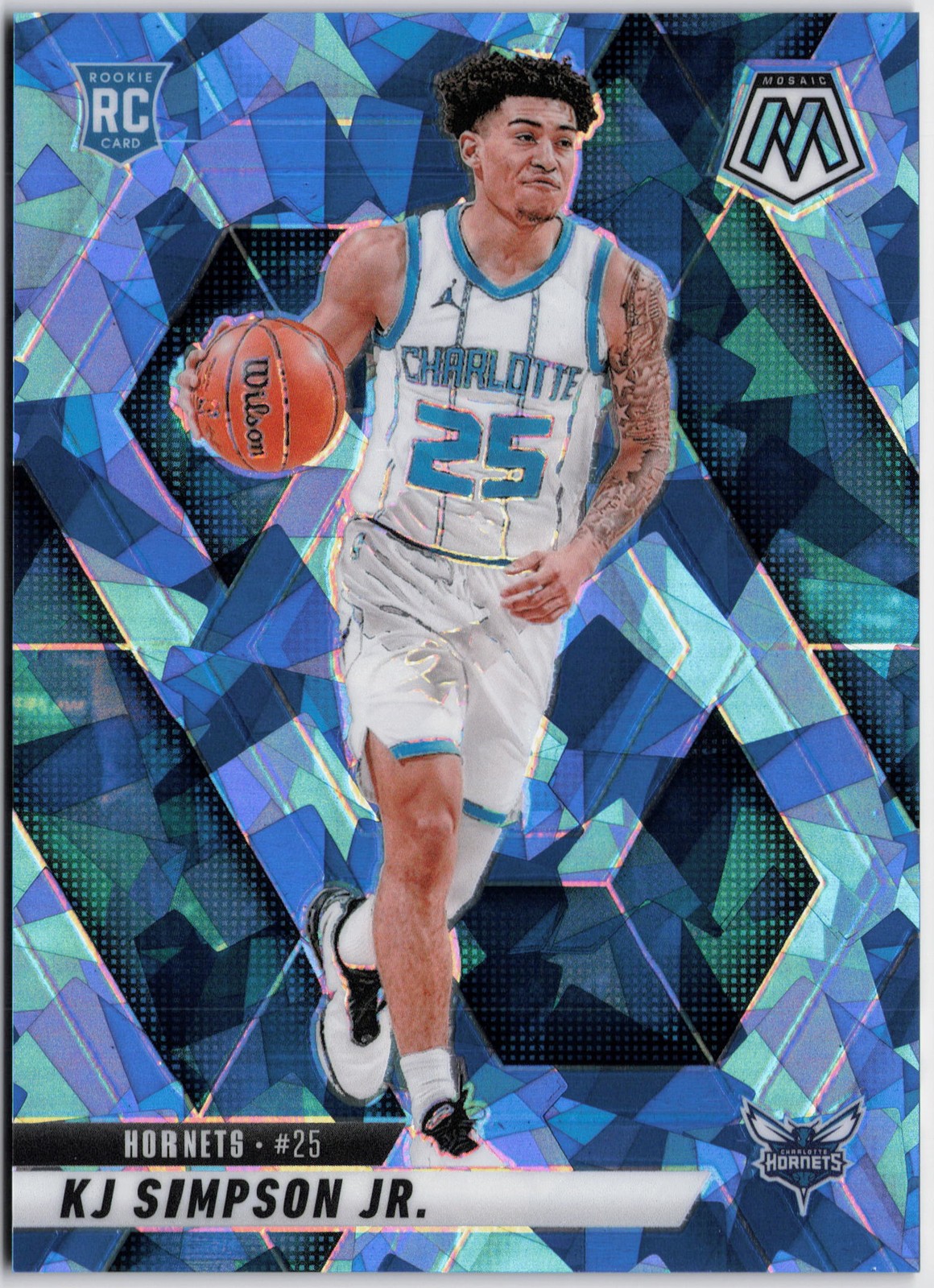 2024-25 Panini Mosaic #239 KJ Simpson Jr. Ice Mosaic /125 RC Rookie Color Match