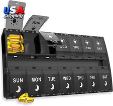 XL Large Pill Organizer 7 Day, Weekly Medicine Pill Box 2 Times a Day,Am Pm Pil