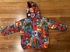 Marvel Spider-Man Puffer Hoodie reversible zip-up jacket size 2T NEW with Tags