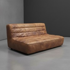 Brown Timothy Oulton Three Seater Leather Shabby Modular Sofa 