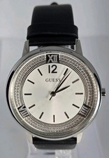 GUESS WOMEN'S STAINLESS STEEL WATER RESISTAN LEATHER BAND WHITE DIAL 42mm