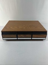 Vintage 3 Drawer 42 Audio Cassette Tape Storage Holder Case Faux Wood Grain