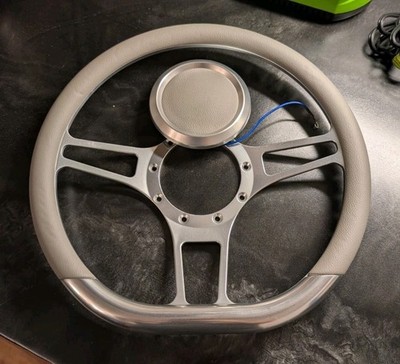 Flash Power 14'' Billet Steering Wheel Gray Half Wrap Muscle Car Mustang