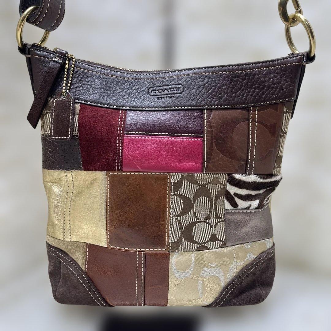 Coach Patchwork Shoulder Bag Authentic Used with … - image 2