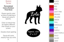 Personalized Boston Terrier Vinyl Decal Sticker