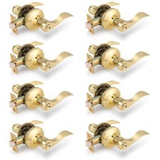 8 Pack Polished Brass Interior Door Handles Drop Privacy Door Levers Lockset ...