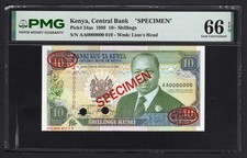 Kenya 10 Shillings 14-10-1989 P24as  Specimen  Uncirculated Grade 66
