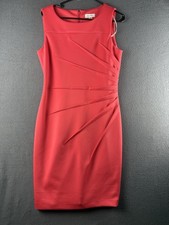 Calvin Klein Sunburst Dress Sheath Size 10 Sleeveless Bright Coral