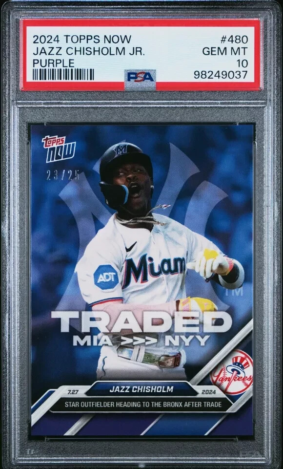 2024 TOPPS NOW 480 JAZZ CHISHOLM JR. Purple PSA 10 /25 view 2