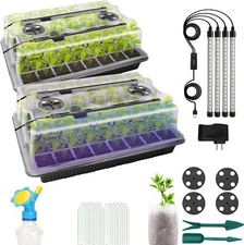 Seed Starter Tray with Grow Light, 2 Pack / 80 Cells Smart Timer Seed Starter Ki
