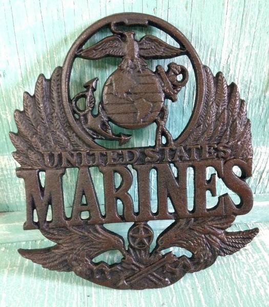 United States Military Marine Corp Metal Cast Iron Wall Art Memorabilia