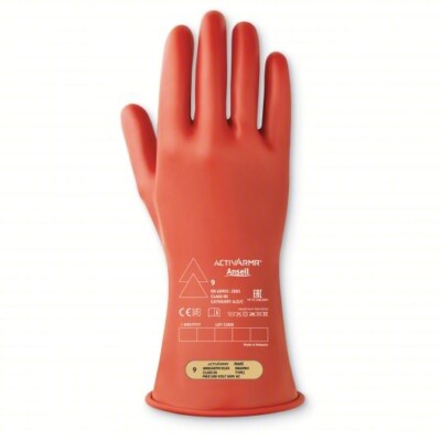 ANSELL CLASS 00 R 11 Electrical Insulating Gloves: 500V AC /750V DC, size 11 red