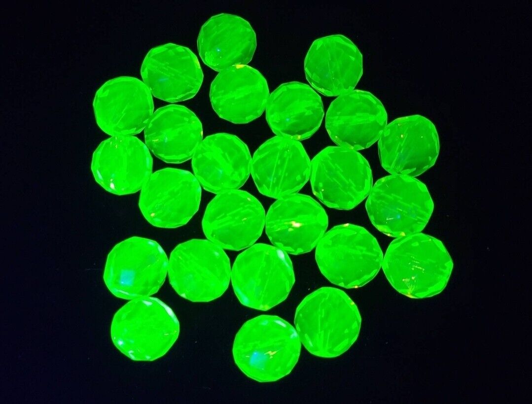 25pcs Vaseline Uranium Glass Beads Czech Fire Polished 2mm to 14mm