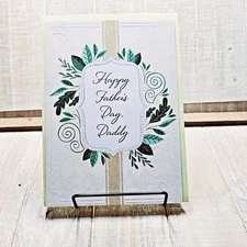 Designer Greetings Father's Day Card For Daddy White Gold Floral Glitter