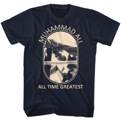 Muhammad Ali T-Shirt All Time Greatest Oval Frame Navy Tee | eBay