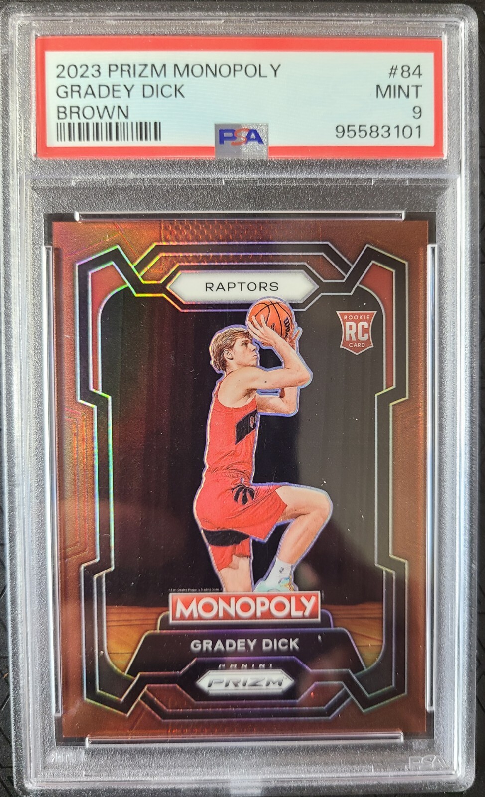 2023-24 Prizm Monopoly Gradey Dick Brown Prizm Rookie RC /249 PSA 9
