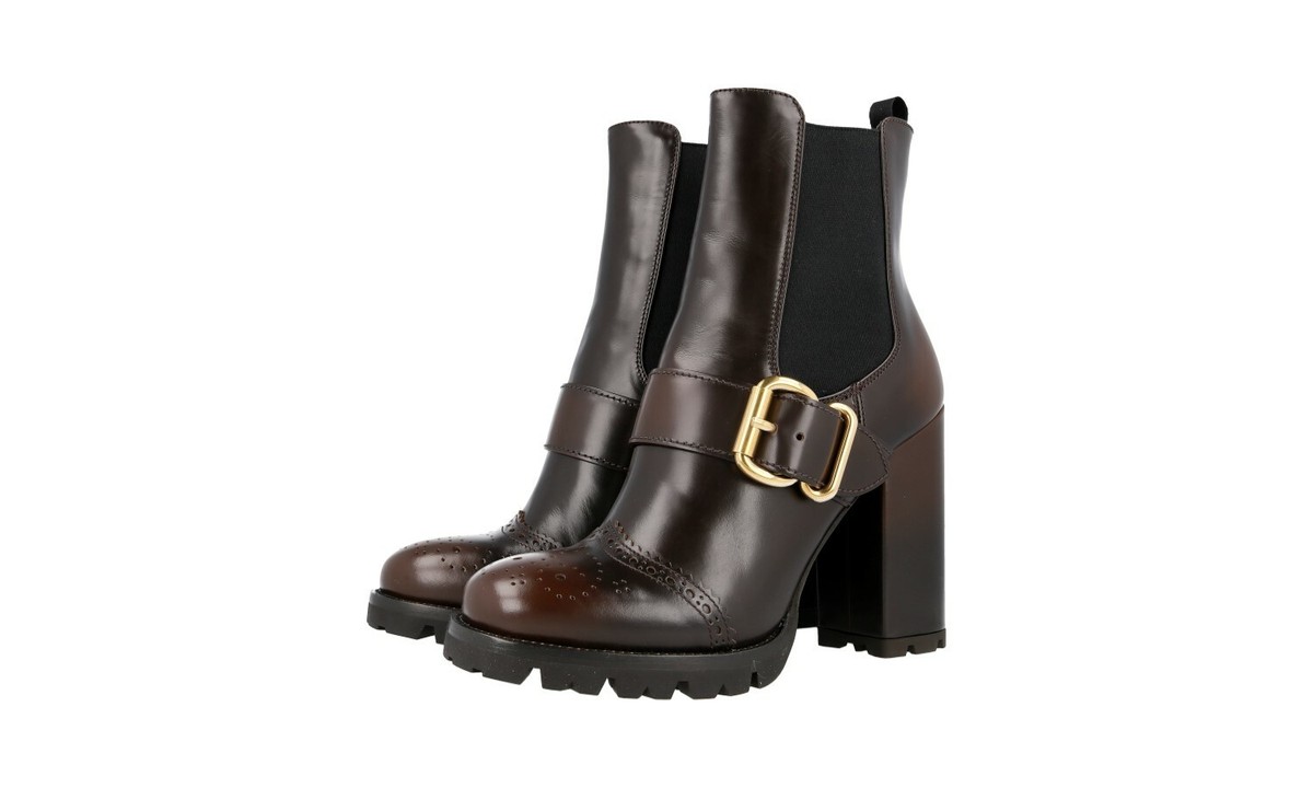 Prada Buckled Leather Rodeo Boots size 11.5 Prada Vitello Rodeo Studded Ankle Boots 37 Black 1713333  main image 2
