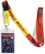 Marvels Iron Man Name and Mask Images Lanyard with Logo Badge Holder NEW UNUSED