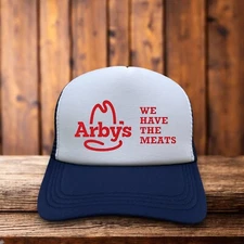 Arby's Mens Trucker Hat Navy Snapback Fast Food Restaurant Retro Logo Ball Cap