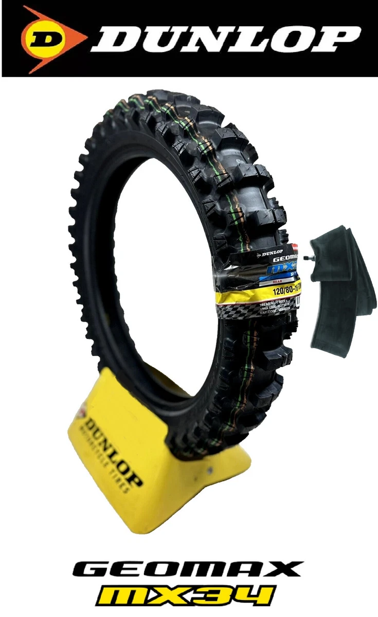 Dunlop MX34 Geomax 120/80-19 Soft Rear Dirt Tire + Tube Yamaha