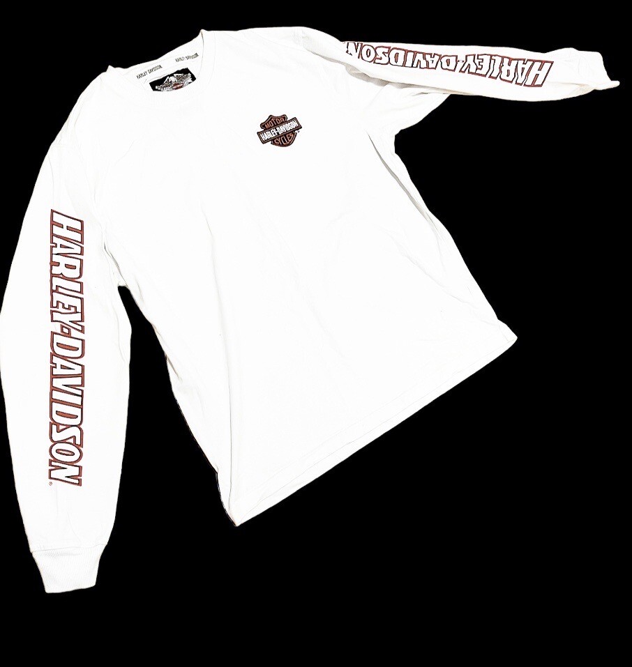 ◆Harley Davidson◆ Iconic Logo Long Sleeve T-Shirt White HH Men's Bar & Shield Long Sleeve Graphic Tee - White | Harley