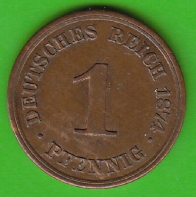 Empire 1 Pfennig 1874 A in XF-UNC small scratches pretty Leipzig
