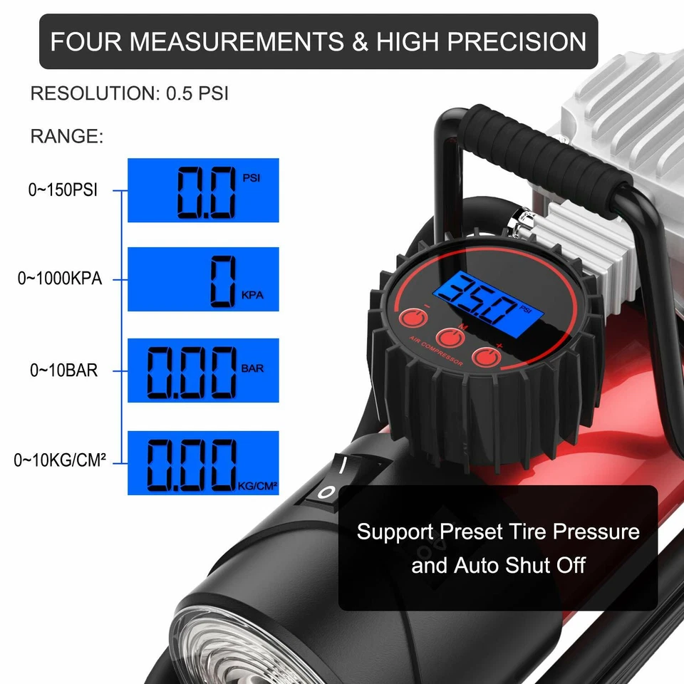 ACCUTIRE Digital Programmable Tyre Inflator Air Compressor Metal Body 50LPM A9 - image 4 of 4
