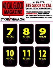 FITS GLOCK 40 CAL YELLOW NUMBERED 7-12 MAGAZINE BASE PLATE STICKERS,set of 6