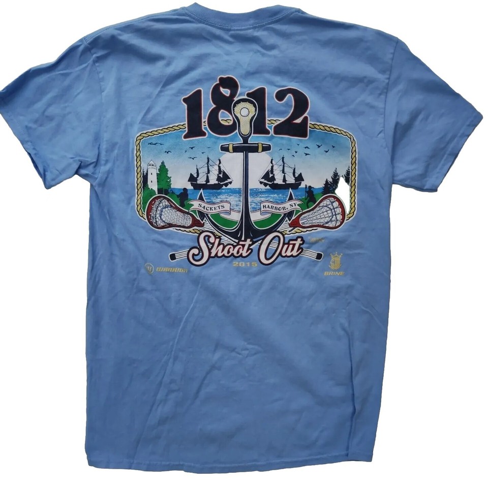 Sackets Harbour New York 1812 Shoot Out blue TShirt Medium 2015 cotton