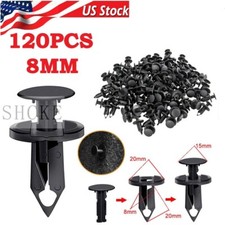 120Pcs Clips for Hole Plastic Rivet Retainer Fender Bumper Push Pin Fastener 8mm