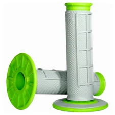 Renthal Dual-Compound Half Waffle Green/Gray Twist Throttle Grips (G191)