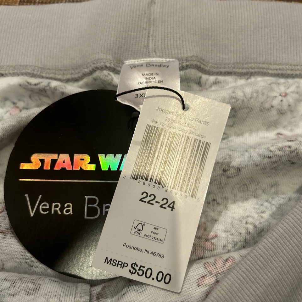 Pantalones Jogger PJ Star Wars Talla 3X 22/24 Far Far Far Away Ditsy Vera Bradley Nuevos con Etiquetas Foto 4 de 4