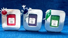 Set of 3 RARE Jewel Tone Metal Mini Picture Photo Frames Frost: Sun Frog Dolfine