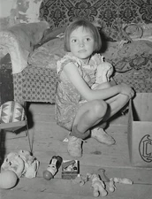 Black and White Photo Great Depression Era with Toys  Reprint A-11