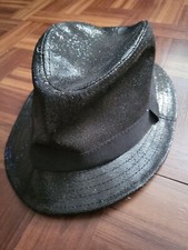 The Children's Place Girls Sparkling Black Fedora type hat 10-14
