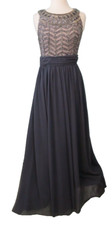 JS Collections Sleeveless Beaded Bodice Gown Dress Gray Sz 14 