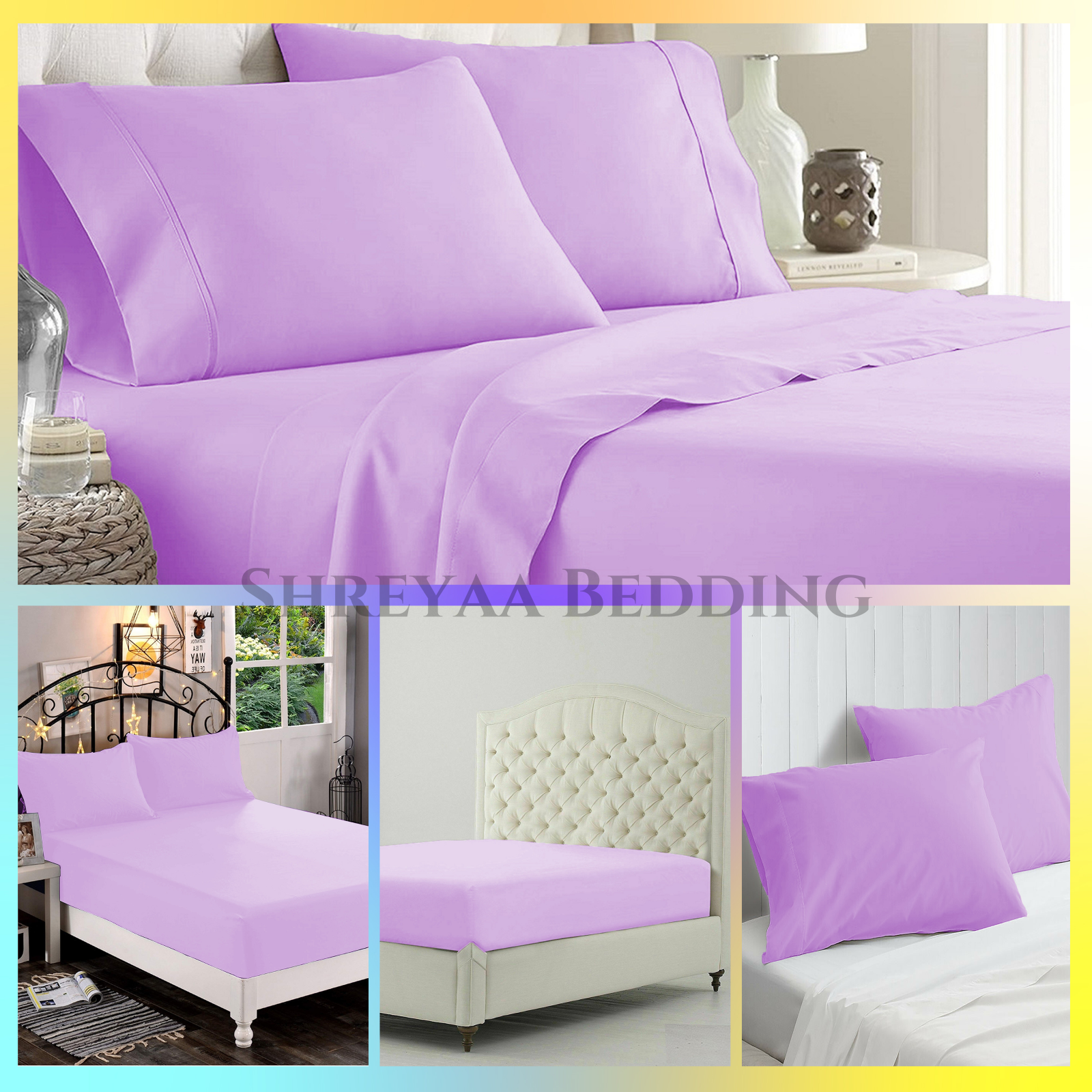 Gracy 1000 TC 100% Cotton Lavender Bed Sheets Collection-image